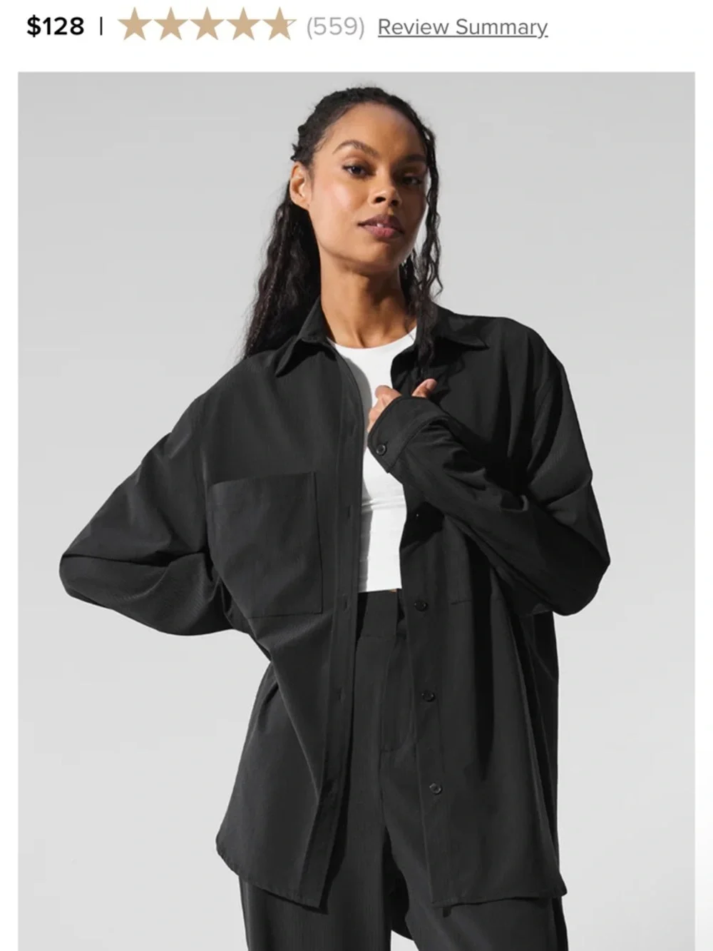 ALO Yoga Black Dreamscape Button Down Long Sleeve - Picture 2 of 7